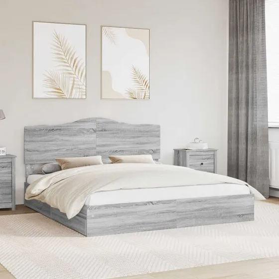 Opbevaringsseng 200x200 cm Grå Sonoma - Konstrueret træ
