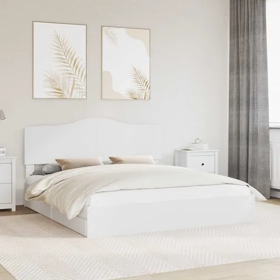 Opbevaringsseng med skuffe 180x200 cm – Hvid konstrueret træ