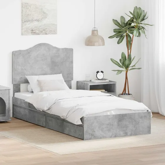 Opbevaringsseng 90x190 cm Betongrå – Konstrueret træ