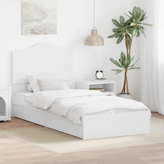Hvid opbevaringsseng 75x190 cm i konstrueret træ