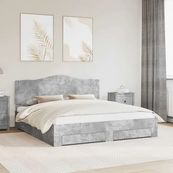 Sengestel med opbevaring Beton Grå 200x200 cm