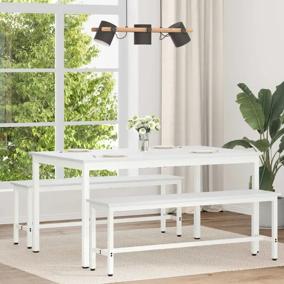 Spisebord i massiv fyrretr, hvid 150 x 90 cm