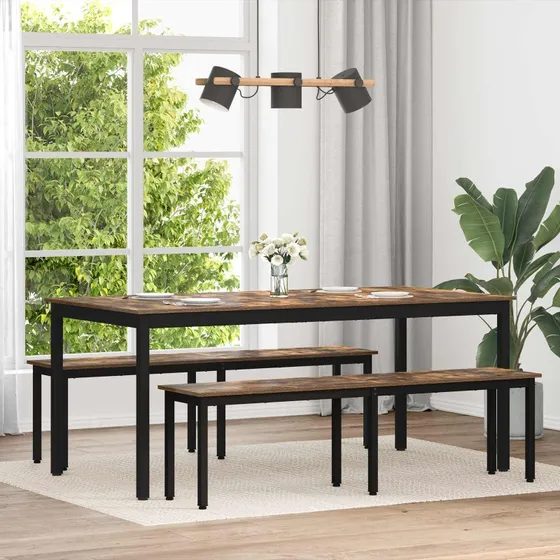 Rektangulrt spisebord i konstrueret tr - moderne design