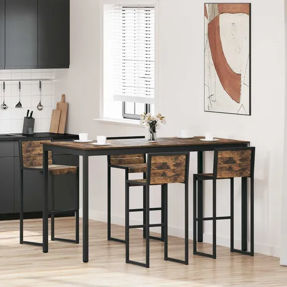 Rektangulrt spisebord i konstrueret tr  moderne og robust