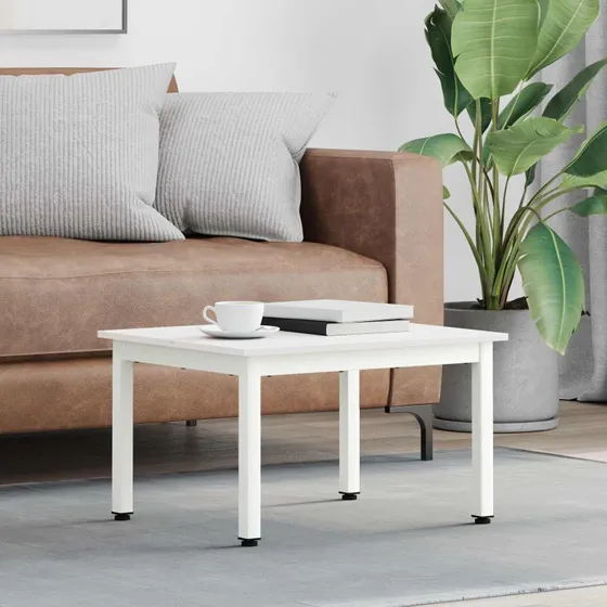 Sofabord i hvidt massivt fyrretræ 60x50x36 cm