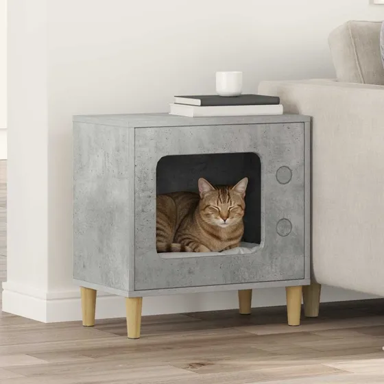 Kattehus i konstrueret tr, betonlook 513052 cm