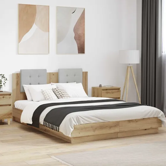 Sengestel Artisan i egetræ med LED 120x200