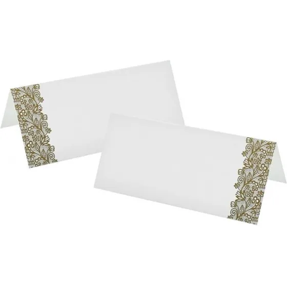 W&C Papirnavnekort med guldfarvet tryk 9×10 cm, 6 stk