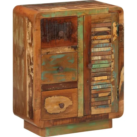 vidaXL skænk i massivt genbrugstræ 55x30x70 cm, 3 skuffer