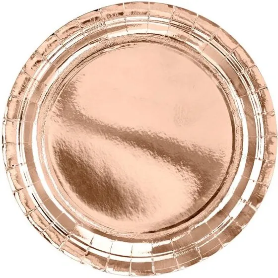 Rosaguld paptallerkener 23 cm, 6 stk