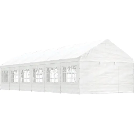 vidaXL Pavillon med tag 13,38x4,08x3,22 m Polyethylen Hvid