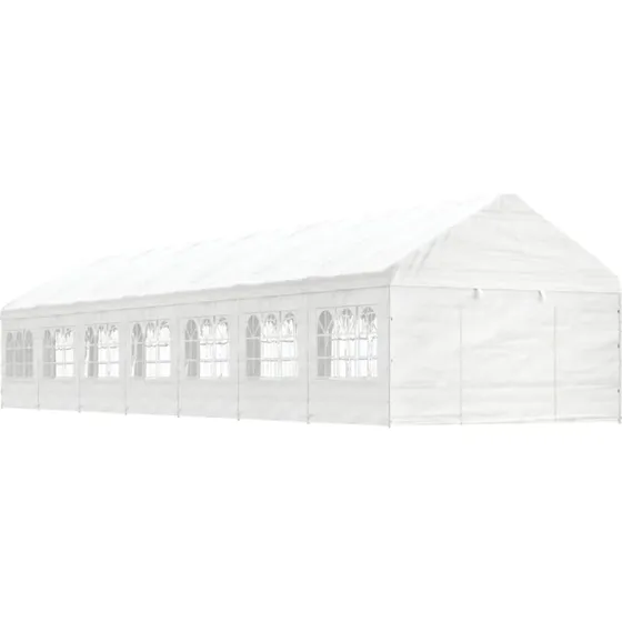 vidaXL Pavillon med tag 15,61×4,08×3,22 m Polyethylen Hvid