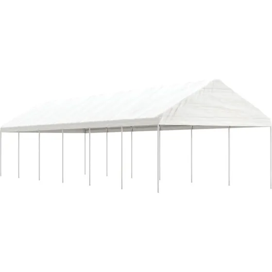 vidaXL pavillon med tag 13,38x4,08x3,22 m polyethylen hvid