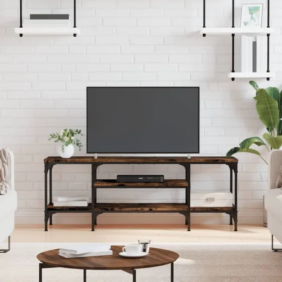 vidaXL TV-bord 121x35x45 cm konstrueret træ/jern, røget eg