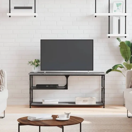 vidaXL TV-bord 100x33x41 cm konstrueret træ/stål, grå Sonoma-eg