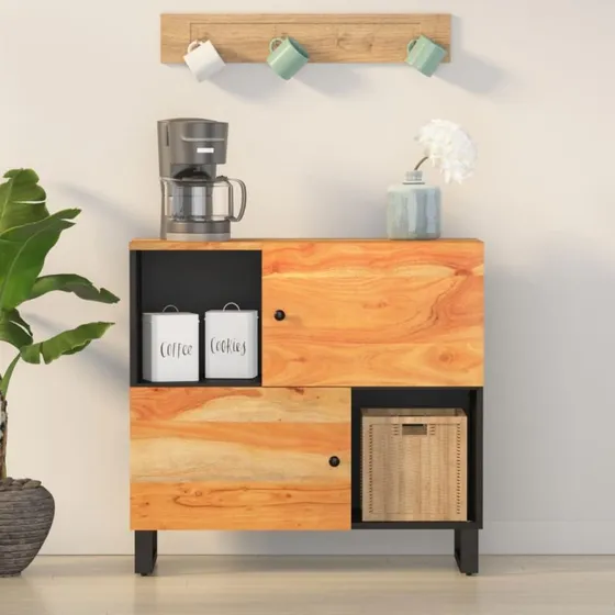 vidaXL skænk 2 låger 80x33x75 cm i massivt akacietræ