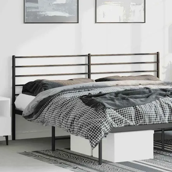 vidaXL sengegavl 180 cm metal sort