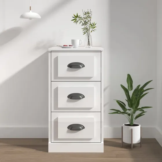 vidaXL skænk 36x35,5x67,5 cm konstrueret træ hvid højglans