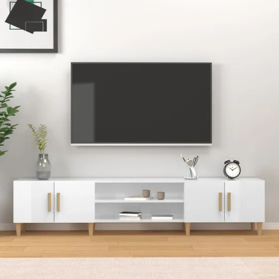 vidaXL tv-bord 180x31,5x40 cm hvid højglans