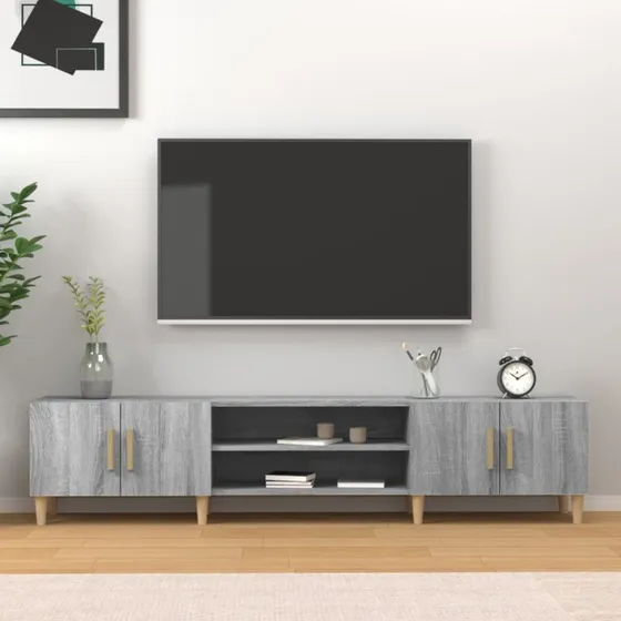 vidaXL TV-bord 180x31,5x40 cm konstrueret træ, grå Sonoma-eg