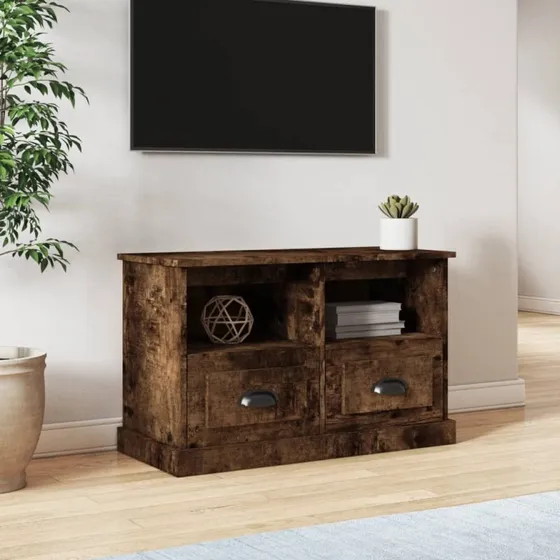 vidaXL TV-bord 80x35x50 cm konstrueret træ, røget egetræ