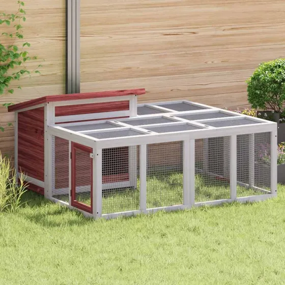 vidaXL kaninbur 144x123x67,5 cm massivt fyrretræ mokkafarvet