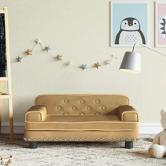 vidaXL børnesofa 70x45x30 cm fløjl brun