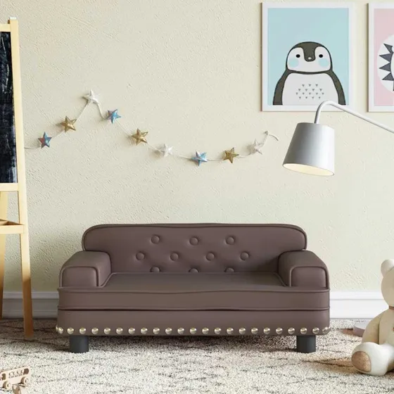 vidaXL børnesofa 70x45x30 cm kunstlæder brun