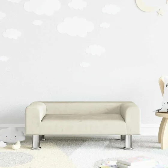vidaXL børnesofa 70x45x26,5 cm fløjl creme