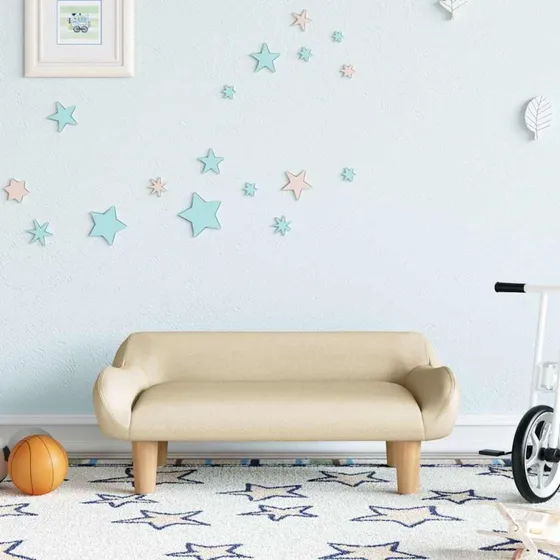 vidaXL børnesofa 70x40x24 cm stof creme