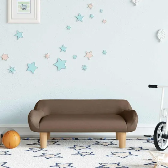 vidaXL børnesofa 70x40x24 cm stof brun