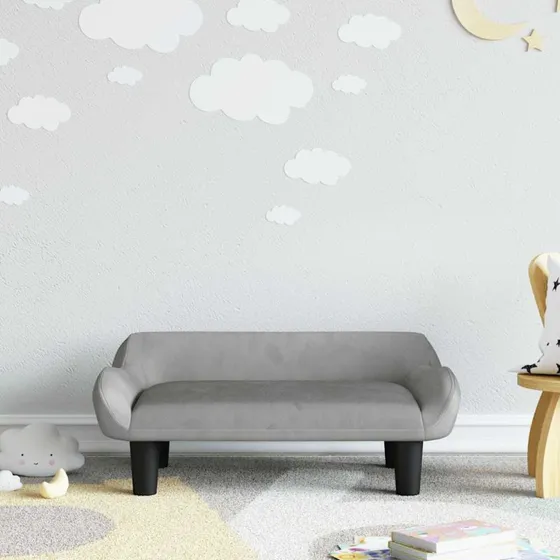 vidaXL børnesofa 70x40x24 cm velour lysegrå