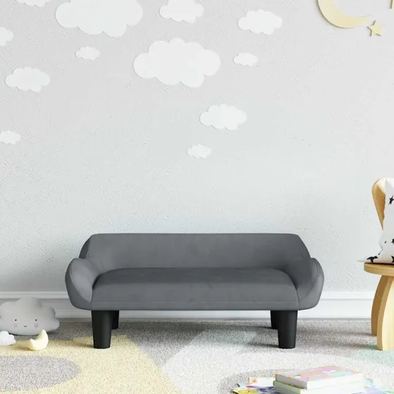 vidaXL børnesofa 70x40x24 cm velour mørkegrå