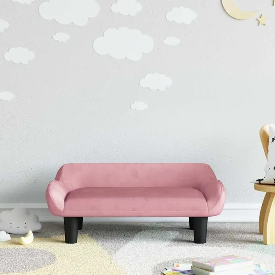 vidaXL børnesofa 70x40x24 cm velour lyserød