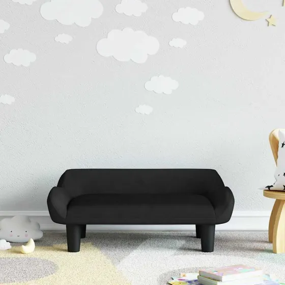 vidaXL Børnesofa 70x40x24 cm velour - sort