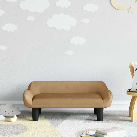 vidaXL børnesofa 70x40x24 cm velour brun