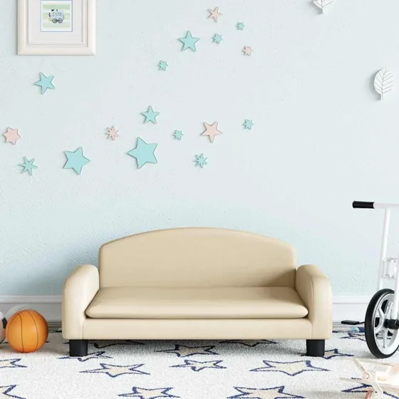 vidaXL børnesofa til børn 70x45x30 cm, creme stof