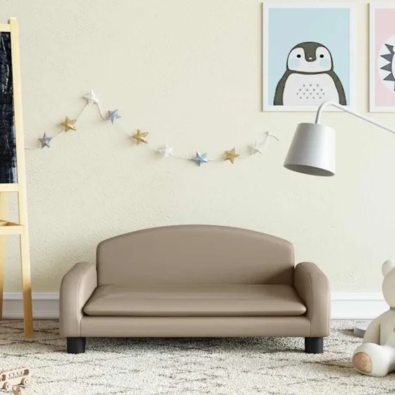 vidaXL børnesofa 70x45x30 cm kunstlæder cappuccino
