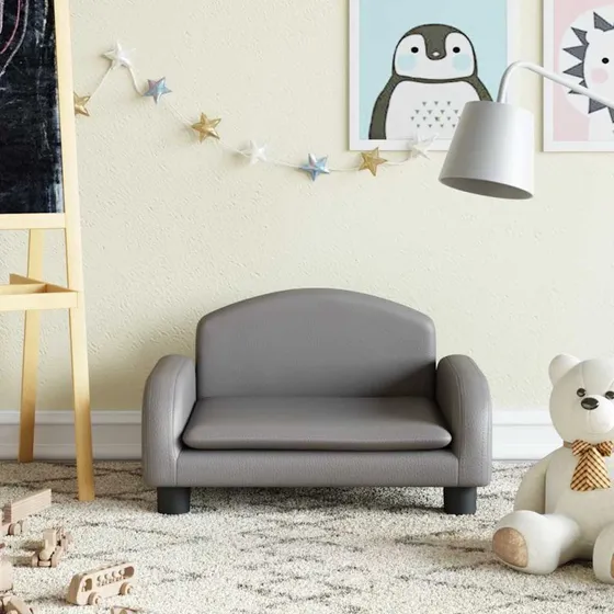 vidaXL børnesofa i kunstlæder 50x40x30 cm – grå