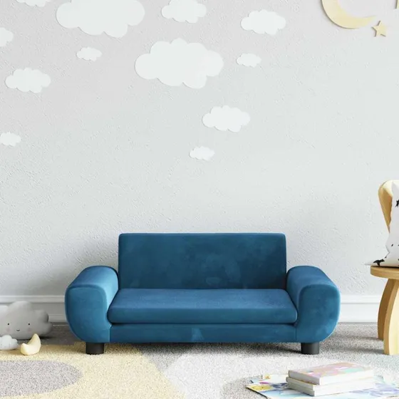 vidaXL børnesofa 70x45x33 cm velour blå