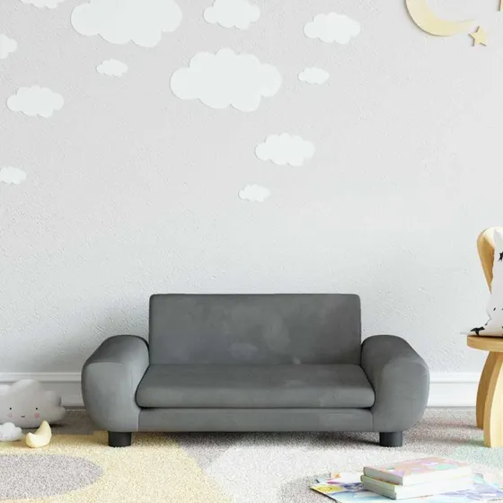 vidaXL børnesofa 70x45x33 cm velour mørkegrå