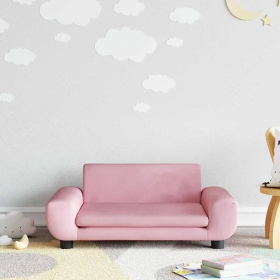 vidaXL børnesofa 70x45x33 cm velour lyserød