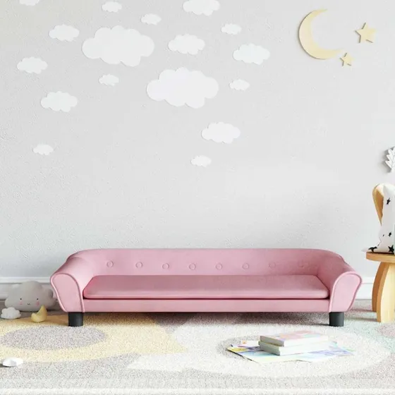 vidaXL børnesofa 100x50x26 cm velour lyserød