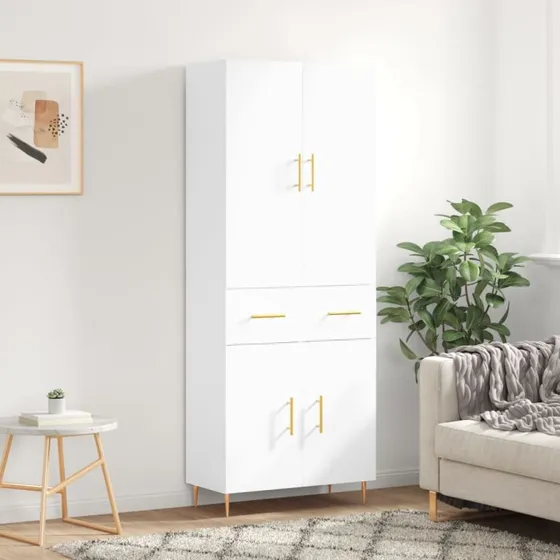 vidaXL højskab 69,5x34x180 cm konstrueret træ, hvid