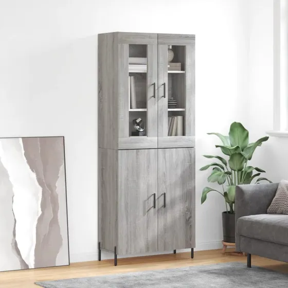 vidaXL højskab 69,5x34x180 cm, grå Sonoma-eg