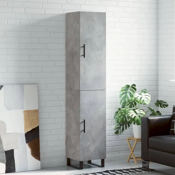 vidaXL højskab 34,5x34x180 cm konstrueret træ betongrå