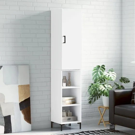 vidaXL højskab 34,5x34x180 cm konstrueret træ hvid