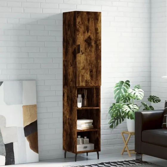 vidaXL højskab 34,5x34x180 cm - konstrueret træ, røget egetræ