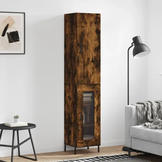 vidaXL højskab 34,5x34x180 cm konstrueret træ, røget egetræ