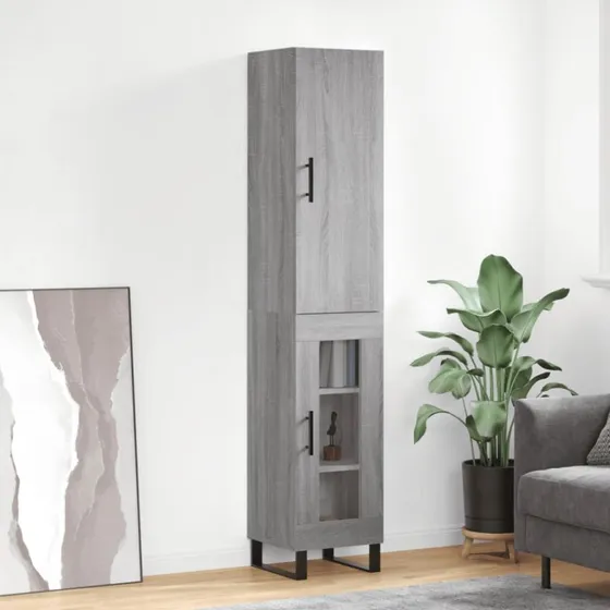 vidaXL højskab 34,5×34×180 cm konstrueret træ, grå Sonoma-eg